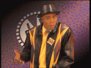 A rapper dances.
