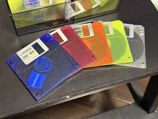 Colourful floppy discs but not as fruity.