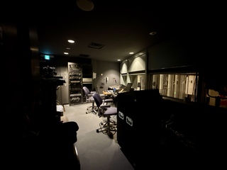 Control booth under a dim light